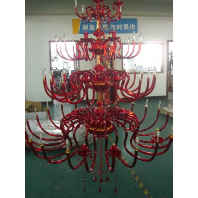 Big Red Glass Chandelier for Hotel