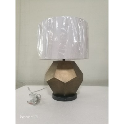 Hexagon Table Lamp with Drum Shade 