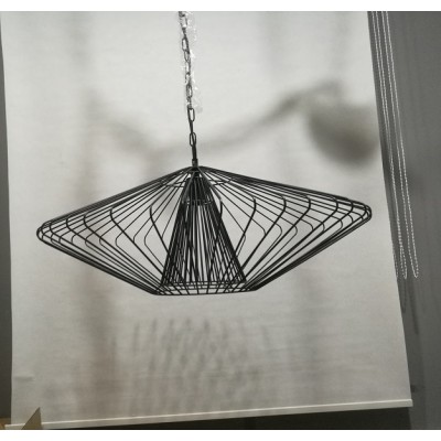 Black Wire Pendant Lamp Polygon Squat Pendant
