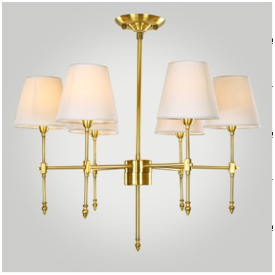 Antique Brass Chandelier with Fabric Shade CH11094